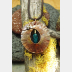 Fold form tribal pendant with azurite with malachite gemstone