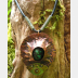 Copper mixed metal large fold form cocoon pendant with turquoise