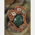 Copper and silver wire woven turquoise pendant
