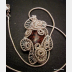 Handmade wire wrap Jasper gemstone cabochon pendant  one of a kind jewelry