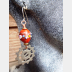 Geared up steampunk orange lampwork dangle earrings