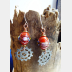 Geared up steampunk orange lampwork dangle earrings