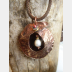 Freshwater pearl and Copper Fold Form Cocoon  Tribal Pendant