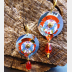 Trashy Tinsel dangle tin earrings in reds and blues