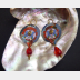 Trashy Tinsel dangle tin earrings in reds and blues