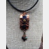 Zen prayer pendant copper and black beads wire wrap word Love