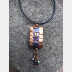 Zen prayer pendant copper and black beads wire wrap word Love