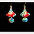 Trashy tinsel long dangle floral recycled tin earrings