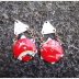 Big bold boho retro daisy recycled tin dangle earrings