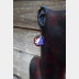Trashy Tinsel dangle earrings with leaves in purple and maroon