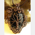 Copper black onyx tree of life with a swirling spirals wire woven pendant one of