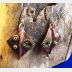 Recycled copper foldform steampunk large dangle diamond shape earring