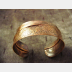 Copper forged fold form wide bracelet