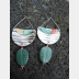 Corrugated tin dangle green earrings with aventurine stone