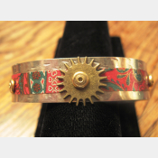 Steampunk recycled tin and German silver cuff bracelet
