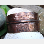 Primitive forged and folded copper cuff