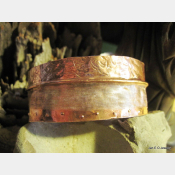 Tribal primitive copper fold form hammered forged cuff