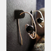 Black onyx and sterling drop earring