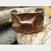 Wide Tribal  Air Chased Copper Cuff Bracelet Forged