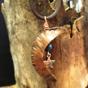 moon gemstone copper pendant