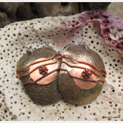 Etched silver and copper earrings