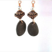  Copper and Natural rock earrings