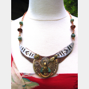 Steampunk repurposed upcycled large breastplate statement necklace