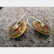 Steampunk latchback mixed metal gear earrings