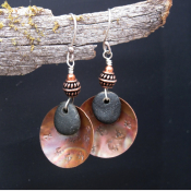 Handmade natural stone and copper earrings