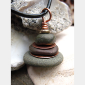 Oregon beach rock cairn in jaspers and recycled copper - Om Rock stacked stone p