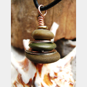 Stacked stone cairn of Oregon beach stones Om Rock Pendant