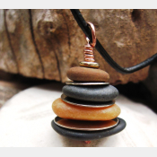 Rock Cairn Pendant in browns and blacks with silver spacers