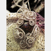 Handmade wire wrap Jasper gemstone cabochon pendant  one of a kind jewelry