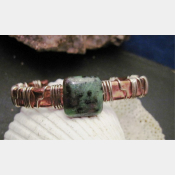 Ruby Zoisite gemstone mixed metal cuff bracelet
