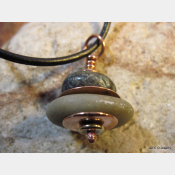 Om rock cairn stacked stone beach rock pendant with copper