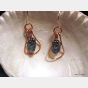 Fluorite and Copper Healing Dangle Hoop Earrings