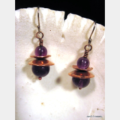 Amethyst and copper primitive dangle earrings