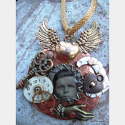 Steampunk reArt recycled mixed metal charm pendant