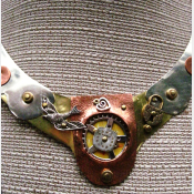 Steampunk mixed metal breast plate statement neck piece