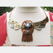 Tribal Winged Mixed Metals Statement Necklace