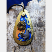 Gear up for Peace trashy tinsel blue tin with bird of peace charm on brass  one