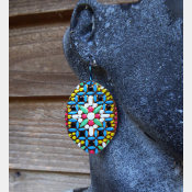 Colorful dangle statement earrings from recycled vintage tin