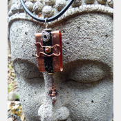 Copper and Recycled Tin  Zen Word Prayer Pendant with word OM