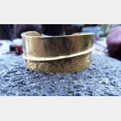 Handmade fold formed bronze cuff bracelet tribal design