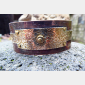 Mixed metal tribal copper and German silver textured cuff