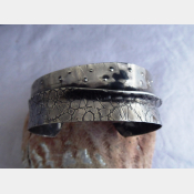 Primitive Tribal German Silver Fold Form Cuff Bracelet