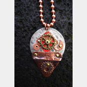 Steampunk Tin Pendant  copper and nickel