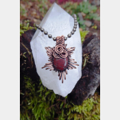 Jasper star corona copper boho pendant