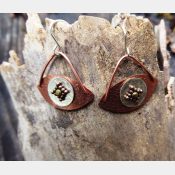 All Seeing Eye dangle earrings in copper