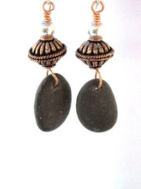 Copper and Natural rock earrings